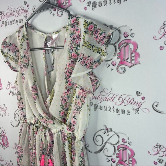 Japna kids romper long maxi dress style flowers Pink Floral High Low Dress - Picture 6 of 14